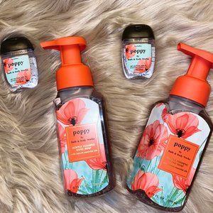 Bath & Body Works Poppy Gentle Foaming Hand Soap with pocket hand sanitizer.